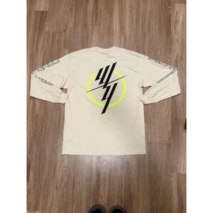 The Thread Shop Mens Tour Graphic Long Sleeve T-Shirt Beige Neon Large L